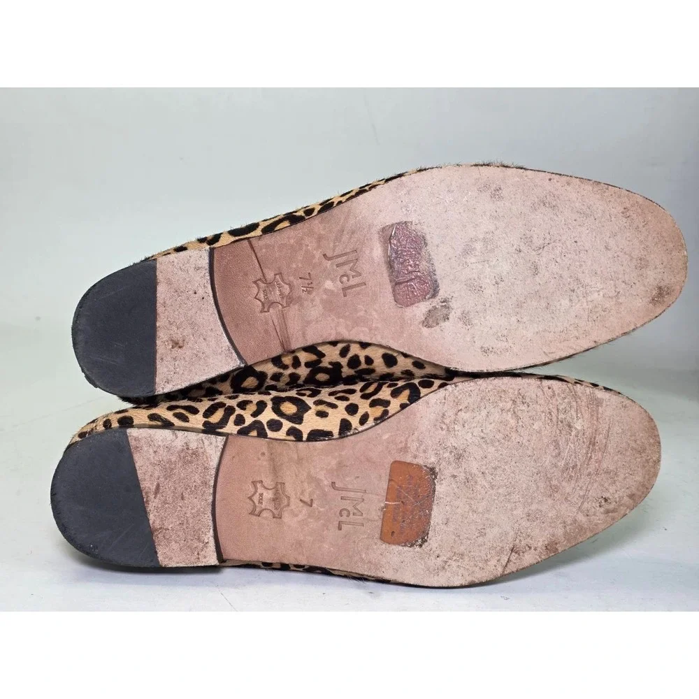 J.McLaughlin Dillon Women's Loafers Size 7 M Leopard Print Brown Calf Hair Shoes